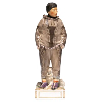 Pre-owned Royal Copenhagen Figurine Carl Martin-hansen "a Man From Greenland" #12225 In Brown