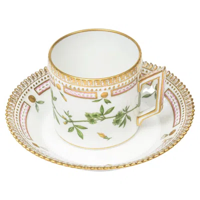 Pre-owned Royal Copenhagen Flora Chocolate Cup & Smooth Saucer Medicago Minima L. 3513 In Brown