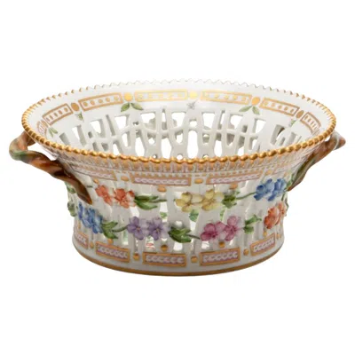 Pre-owned Royal Copenhagen Flora Danica  Pierced Fruit Bowl In Sand