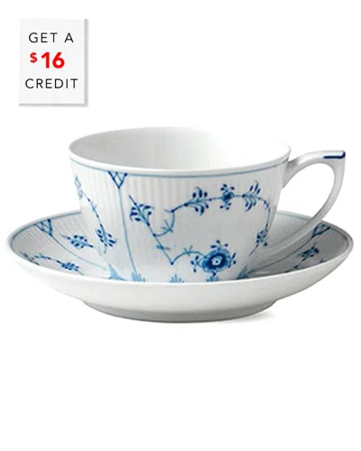 ROYAL COPENHAGEN ROYAL COPENHAGEN FLUTED PLAIN TEA CUP & SAUCER