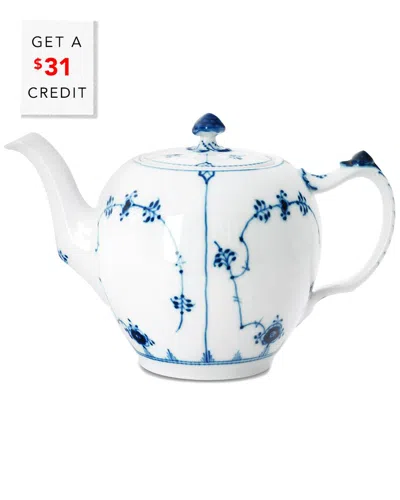 Royal Copenhagen Fluted Plain Tea Potwith $31 Credit In Blue