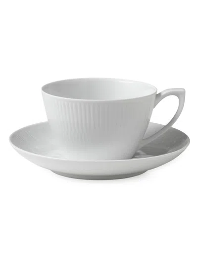 Royal Copenhagen Fluted Tea Cup & Saucer In White