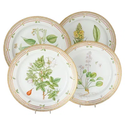 Pre-owned Royal Copenhagen Four  'flora Danica' Porcelain Serving Plates In Beige