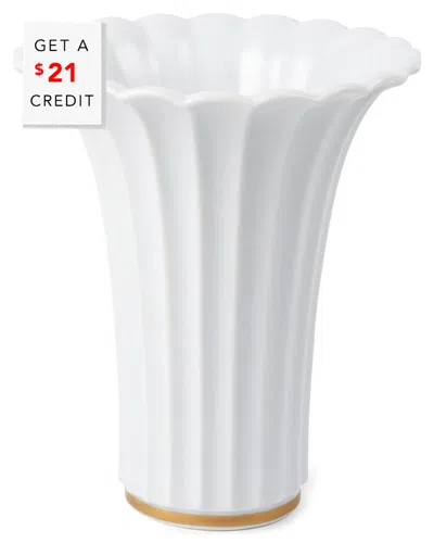 Royal Copenhagen Golden Christmas Trumpet Vase With $21 Credit In White