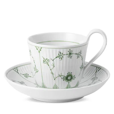 Royal Copenhagen Green Fluted Plain High Handle Cup & Saucer