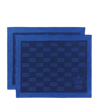Royal Copenhagen Jacquard Waves Placemat In Blue
