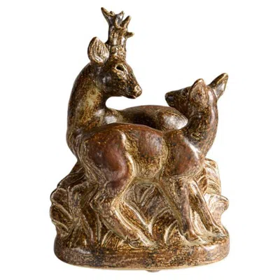 Pre-owned Royal Copenhagen Knud Kyhn For , Deer And Doe Figurine, Denmark, Designed In 1957 In Brown