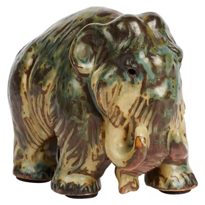 Pre-owned Royal Copenhagen Knud Kyhn For , Small Ceramic Mammoth, Denmark, Designed In 1929 In Brown