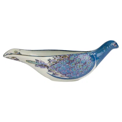 Pre-owned Royal Copenhagen Mid Century Modern Ceramic Bowl - Peacock -  - Berte Jessen In Gray