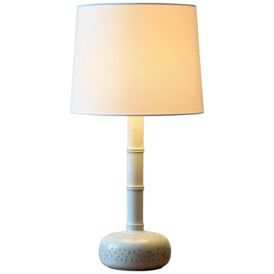 Pre-owned Royal Copenhagen Midcentury Danish  Tall Table Lamp Bamboo Shape Flower Decor In Orange