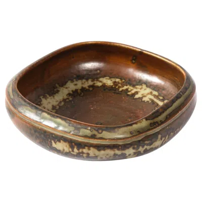 Pre-owned Royal Copenhagen Mid-century Glazed Ceramic Bowl By Bode Willimsen For  In Brown