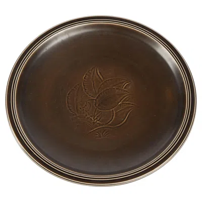 Pre-owned Royal Copenhagen Nils Thorsson For , Large Brown Glazed Ceramic Charger, C. 1930