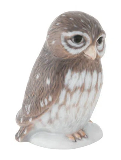 Pre-owned Royal Copenhagen Owl Figurine In Brown