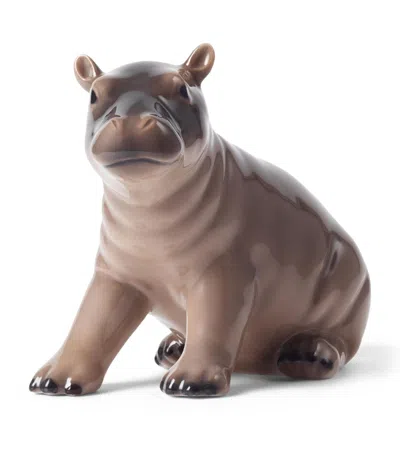 Royal Copenhagen Porcelain Baby Hippo Figurine In Brown