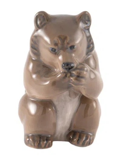Pre-owned Royal Copenhagen Porcelain Bear Cub Figurine In Brown