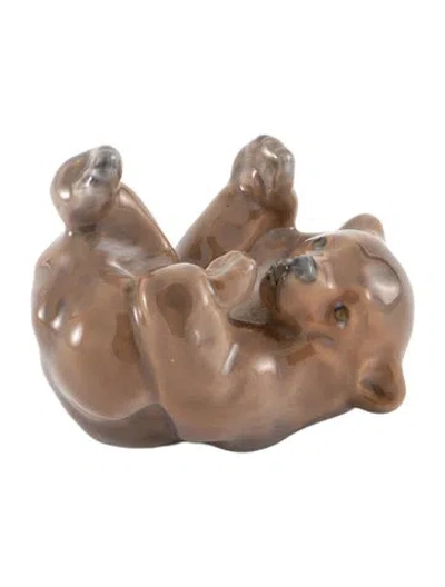 Pre-owned Royal Copenhagen Porcelain Bear Cub Figurine In Brown