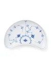 Royal Copenhagen Porcelain Blue Fluted Plain Half-moon Dish In Blue