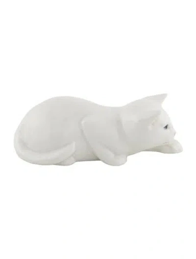 Pre-owned Royal Copenhagen Porcelain Cat Figurine In White