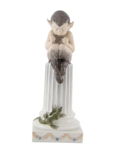 Pre-owned Royal Copenhagen Porcelain Faun & Flute Figurine In Neutrals