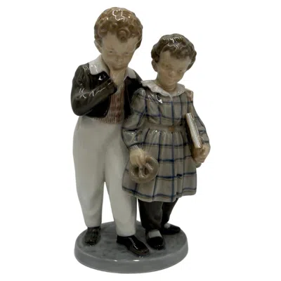 Pre-owned Royal Copenhagen Porcelain Figurine "siblings", , Denmark, 1960s In Gray