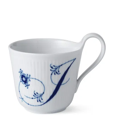 Royal Copenhagen Porcelain Fluted Alphabet Mug In Blue