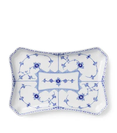 Royal Copenhagen Porcelain Half Lace Rectangular Dish In Blue