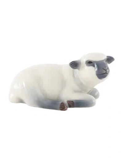 Pre-owned Royal Copenhagen Porcelain Lamb Figurine In Blue