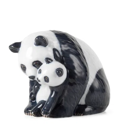 Royal Copenhagen Porcelain Panda With Cub Figurine In Black