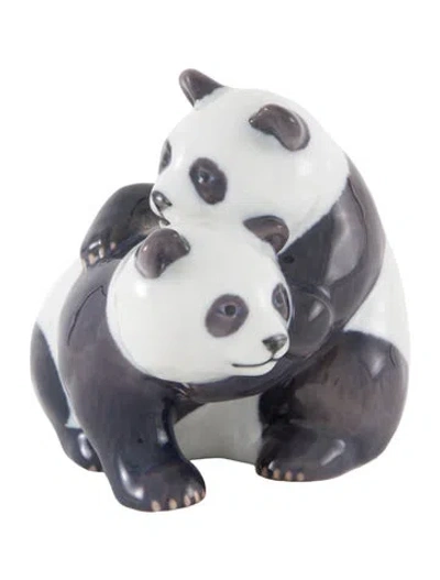 Pre-owned Royal Copenhagen Porcelain Playing Pandas Figurine In Grey