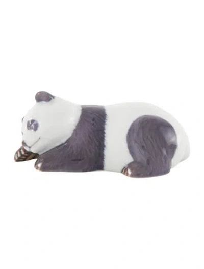 Pre-owned Royal Copenhagen Porcelain Sleeping Panda Figurine In Grey
