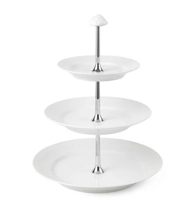 Royal Copenhagen Porcelain White Fluted 3-layer Étagère