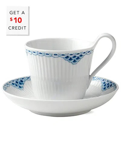 Royal Copenhagen Princess High Handle Cup & Saucerwith $10 Credit In White