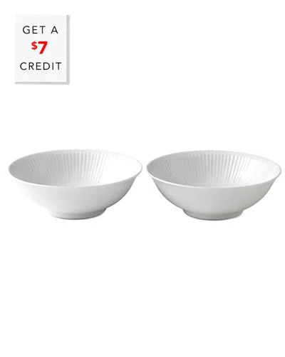Royal Copenhagen Set Of 2 Fluted Cereal Bowlswith $7 Credit In Gray