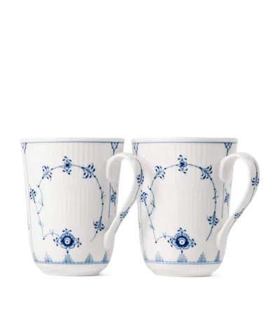 Royal Copenhagen Set Of 2 Porcelain Fluted Cups In Blue
