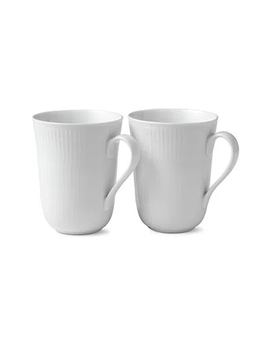 Royal Copenhagen Set Of 2 White Fluted Mugs
