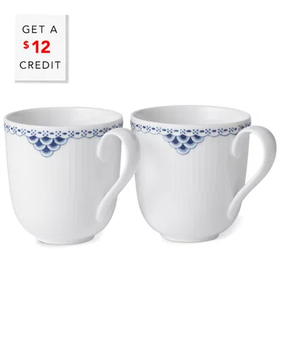 Royal Copenhagen Set Of Two 12.5oz Princess Mugswith $12 Credit In Blue