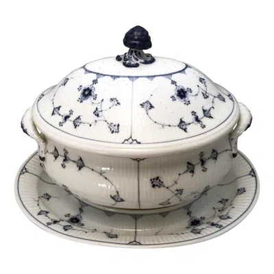 Pre-owned Royal Copenhagen Soup Tureen In The "blue Fluted" Pattern In Gray
