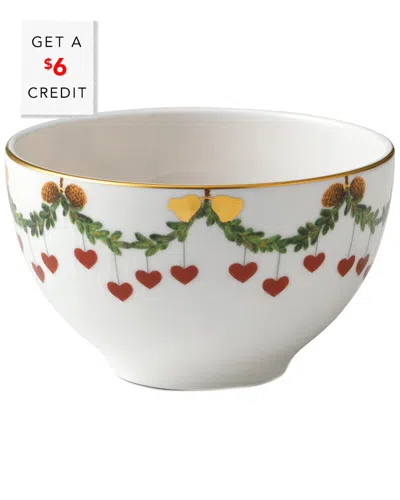 Royal Copenhagen Star Fluted Christmas Chocolate Bowlwith $6 Credit In White