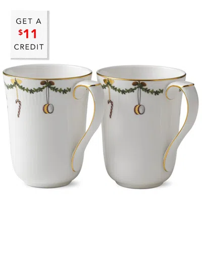 Royal Copenhagen Star Fluted Christmas Mug Setwith $11 Credit In White