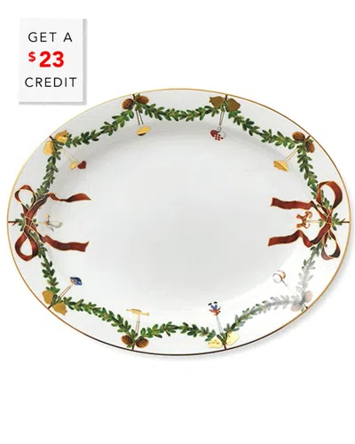 Royal Copenhagen Star Fluted Christmas Oval Platterwith $23 Credit In Multi