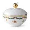 Royal Copenhagen Star Fluted Christmas Sugar Bowl With Lid In Multi