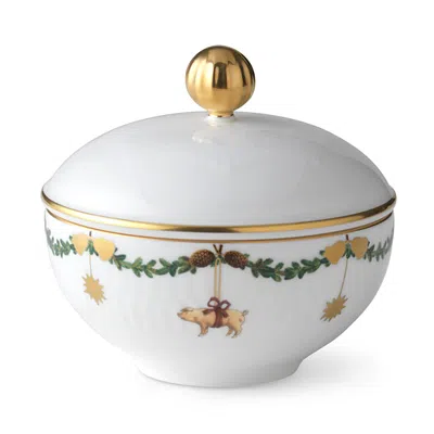 Royal Copenhagen Star Fluted Christmas Sugar Bowl With Lid In Multi