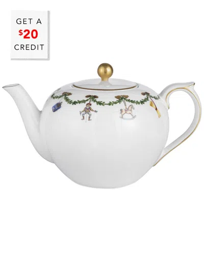Royal Copenhagen Star Fluted Christmas Tea Potwith $20 Credit In White