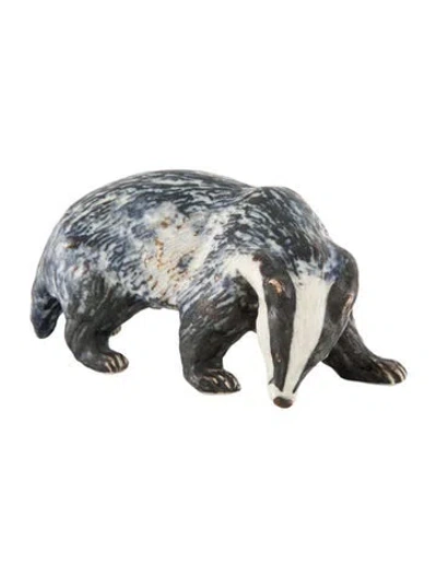 Pre-owned Royal Copenhagen Stoneware Badger Figurine In Blue