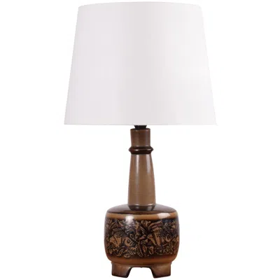 Pre-owned Royal Copenhagen Table Lamp With Fish Motif By Nils Thorsson With Lampshade In Transparent