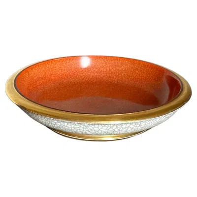 Pre-owned Royal Copenhagen Thorkild Olsen For  Crackle Glazed Bowl, Denmark In Brown