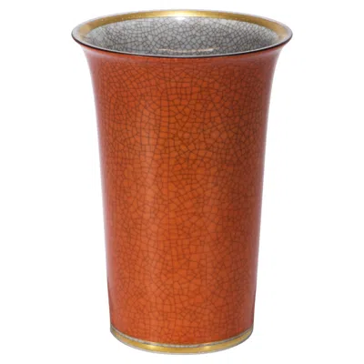 Pre-owned Royal Copenhagen Thorkild Olsen For  Craquelure Porcelain Vase, Denmark 1955 In Gold