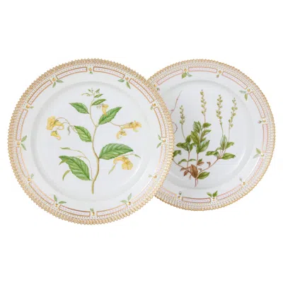 Pre-owned Royal Copenhagen Two  Danish Porcelain Flora Danica Serving Plates In Gray