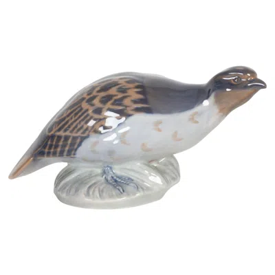 Pre-owned Royal Copenhagen Vintage Danish Porcelain Partridge Figurine By , 1980s In Gray
