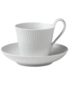 Royal Copenhagen White Fluted Half-lace Cup & Saucer Set In White